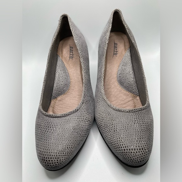 Women's Earth Bijou Grey Printed Suede block heel 7.5 Wide - Picture 4 of 7